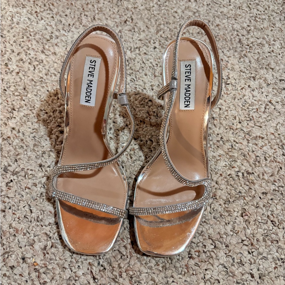 Steve Madden Silver Heeled Sandals with Transparent Straps